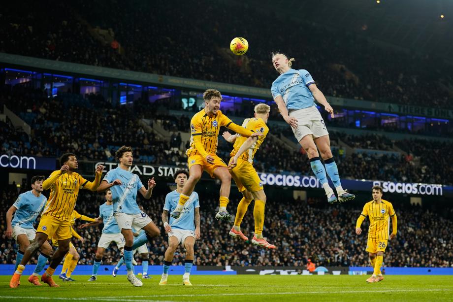 英超-哈兰德点射多库造点 曼城1-1布莱顿