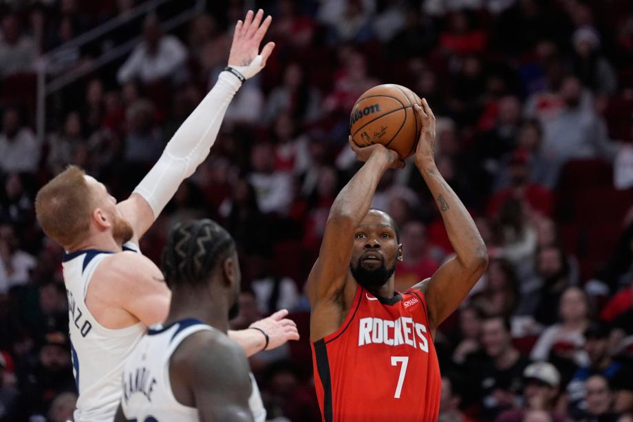 NBA-火箭险胜森林狼 爱德华兹缺阵杜兰特轰39分