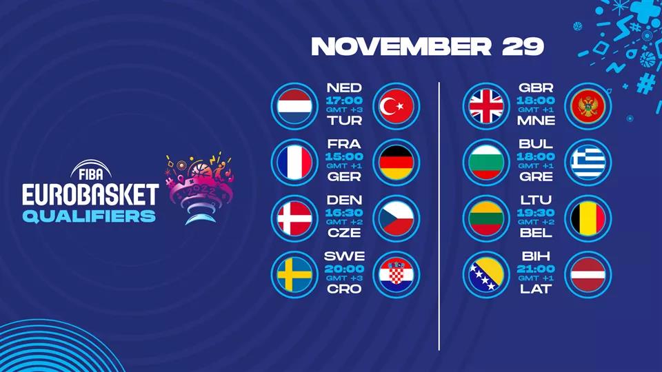 2022年欧洲杯预选赛11月27-30日赛程