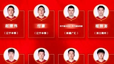 [中国男篮]中国男篮公布亚洲杯预选赛参赛名单