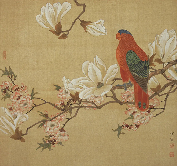 玉兰赤鹦 陈之佛 中国画  48.6×51cm 1942年 南京博物院藏