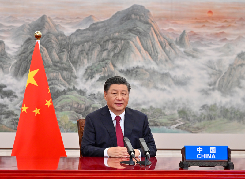 　　10月30日，国家主席习近平在北京以视频方式出席二十国集团领导人第十六次峰会第一阶段会议并发表重要讲话。新华社记者 李学仁 摄