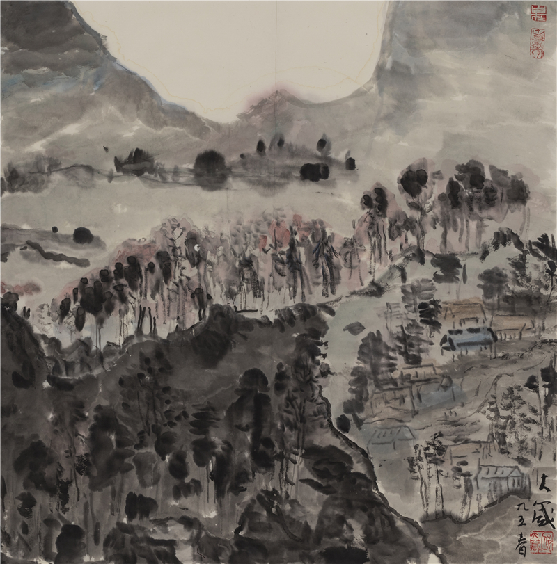 山上下，邵大箴，纸本水墨，53x54cm，1995年