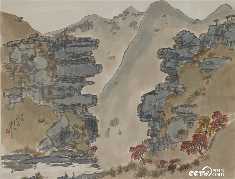 天桥秋色  陈树人 1936年 56.3×79.6cm  纸本设色 