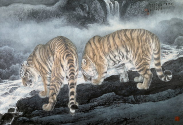 《月满青山》/68&times;138厘米/纸本设色/1995年