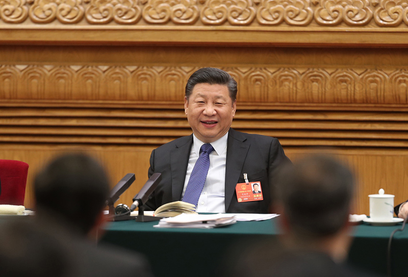 2018年3月7日，中共中央总书记、国家主席、中央军委主席习近平参加十三届全国人大一次会议广东代表团的审议。