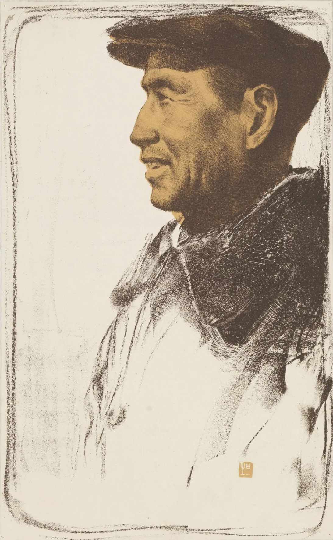 孟泰肖像（版画）  42.6×26.3厘米  1954年  路坦  中国美术馆藏