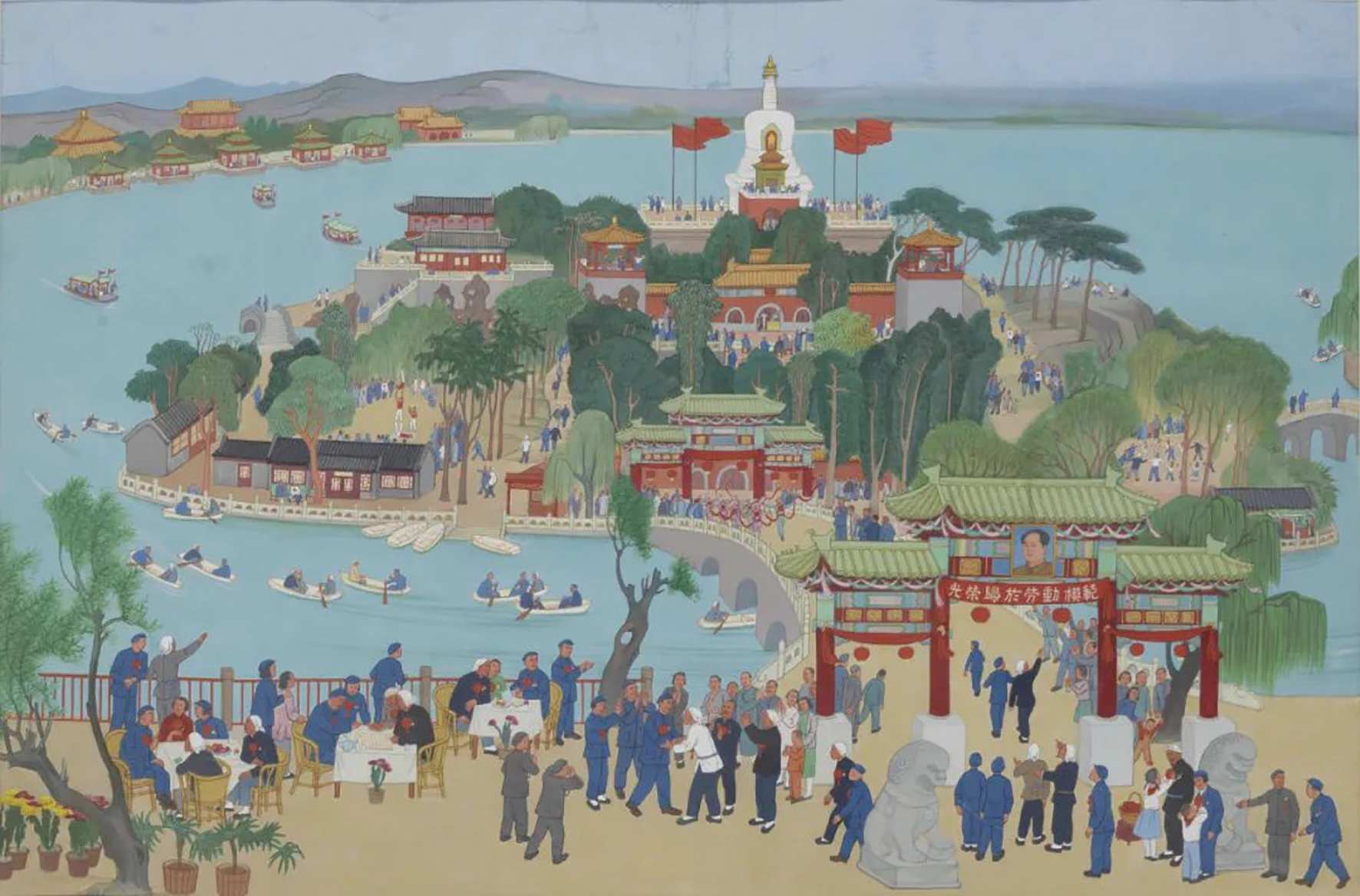 劳动模范游园大会（国画）  49.5×74.8厘米  1952年  李可染  中国美术馆藏