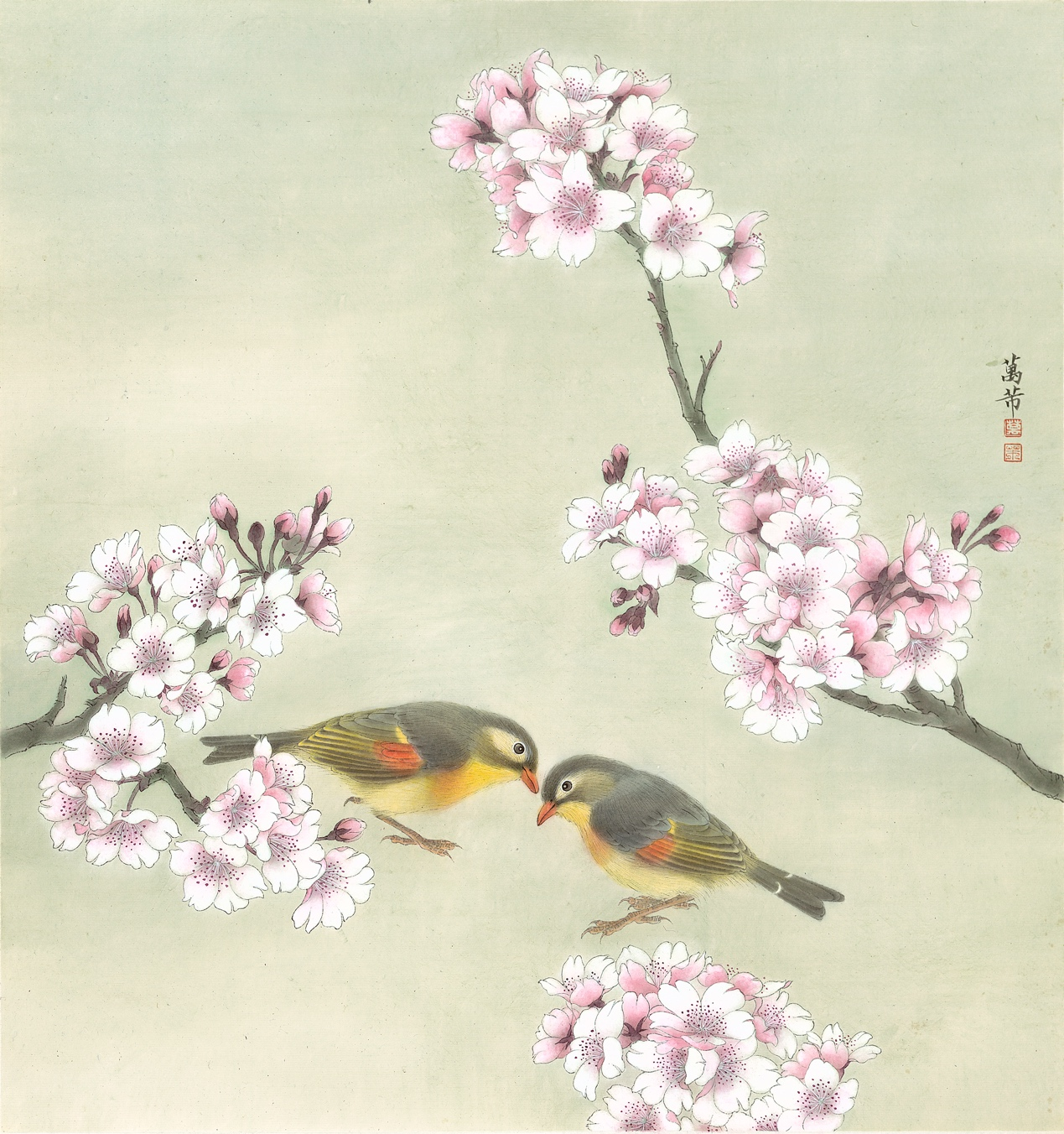 中国字画・四尺中堂画・蒋延錫・花鳥画・肉筆紙本】中国古玩
