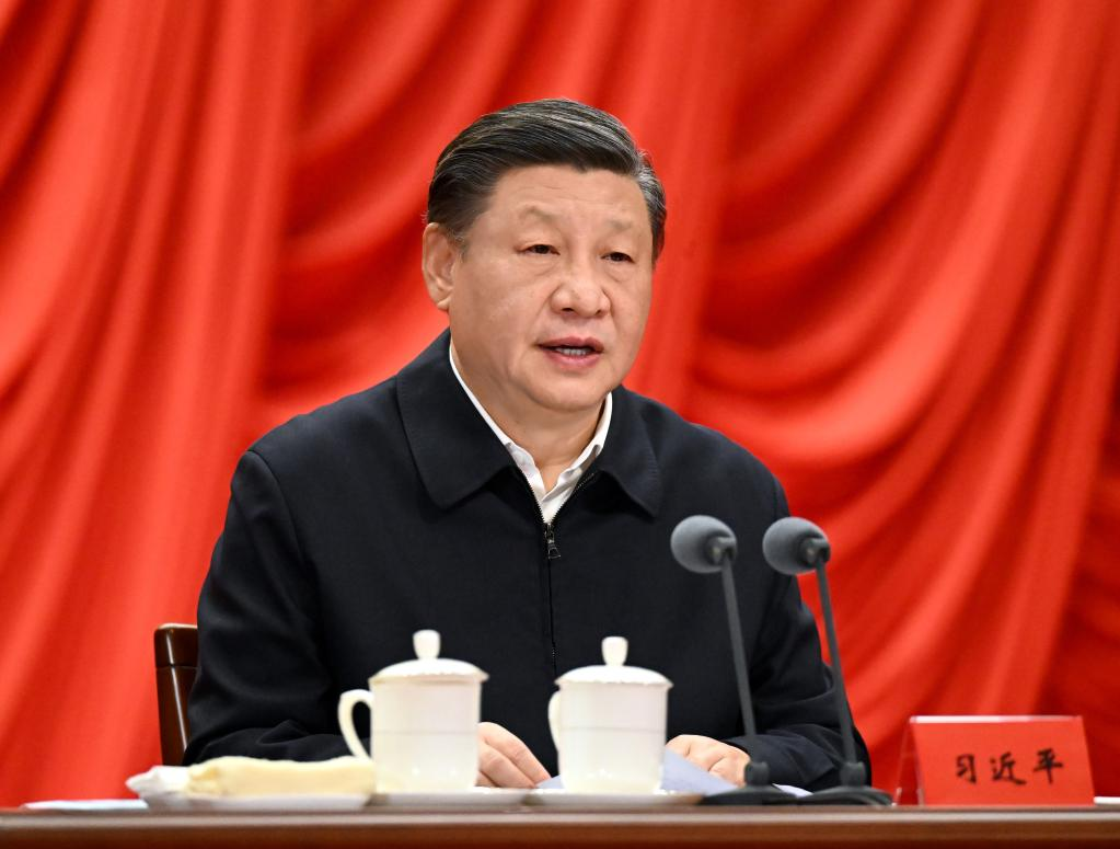 Chinese President Xi Jinping, also general secretary of the Communist Party of China (CPC) Central Committee and chairman of the Central Military Commission, addresses the opening of a study session at the Party School of the CPC Central Committee (National Academy of Governance) on Feb. 7, 2023.  (Xinhua/Li Xueren)