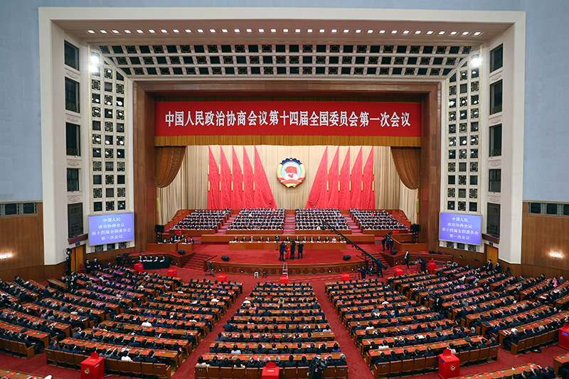 3月10日，全国政协十四届一次会议在北京人民大会堂举行第三次全体会议。