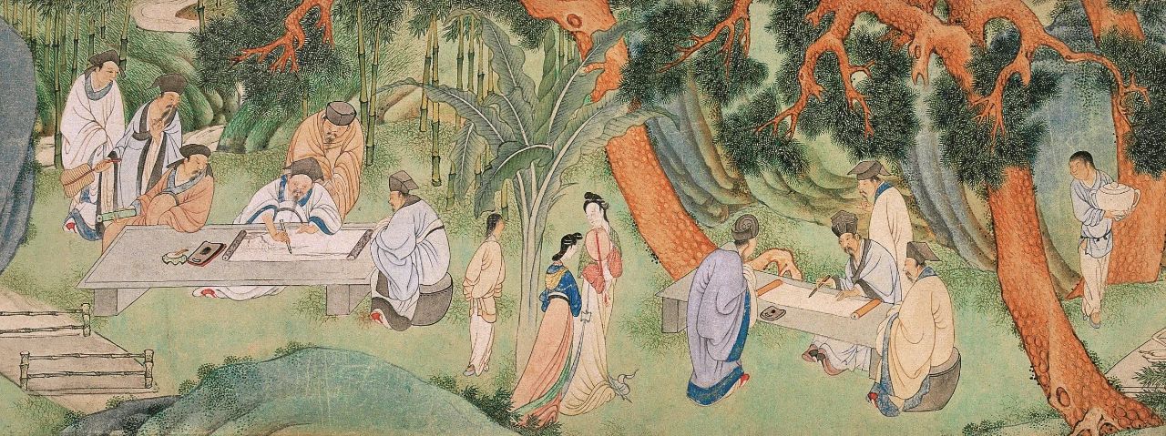 西园雅集图（局部） 苏州博物馆藏 李士达 明 25.8×140.5cm 纸本设色