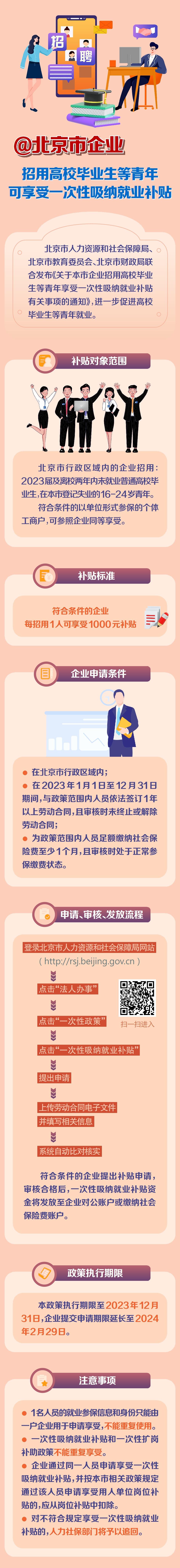 北京企业招用高校毕业生等三类青年群体可享受一次性吸纳就业补贴