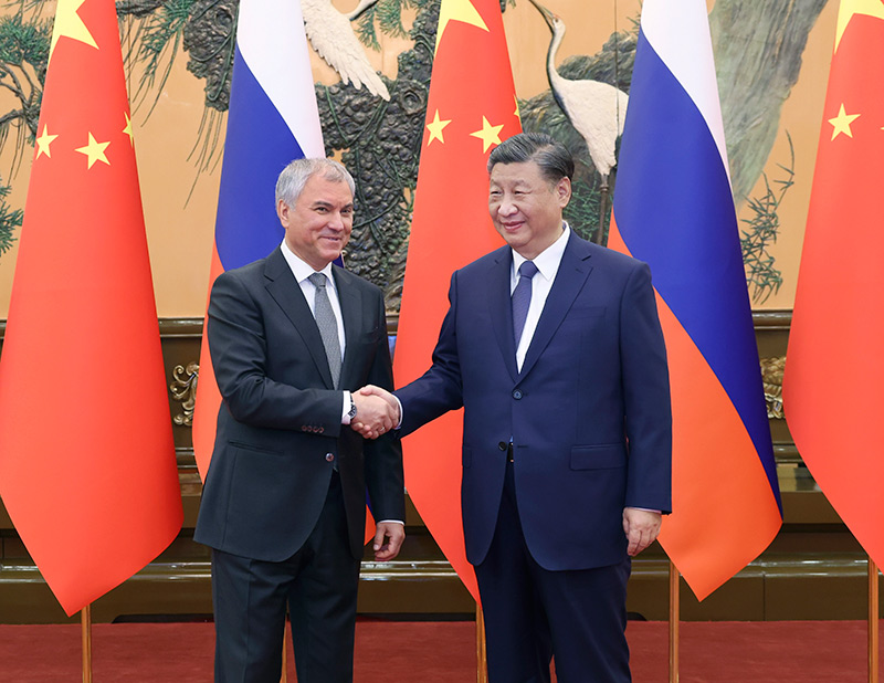 11月22日下午，国家主席习近平在北京人民大会堂会见俄罗斯国家杜马主席沃洛金。