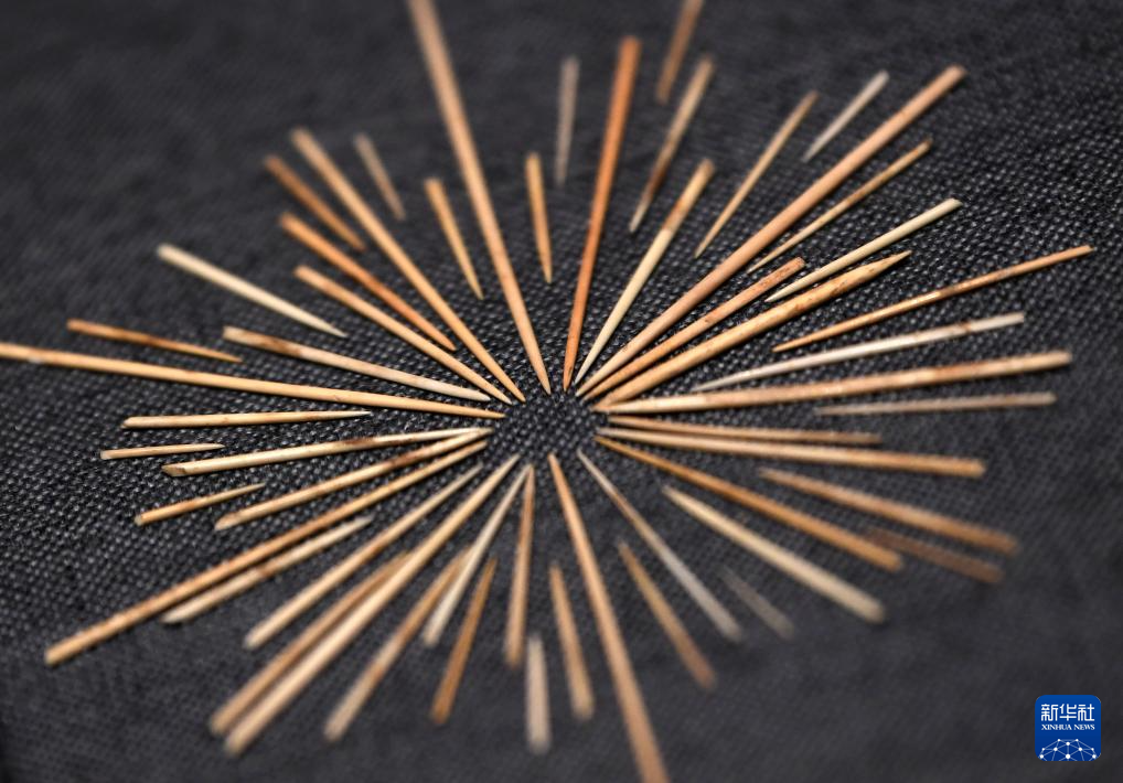 这是11月29日拍摄的石峁博物馆展出的骨针。