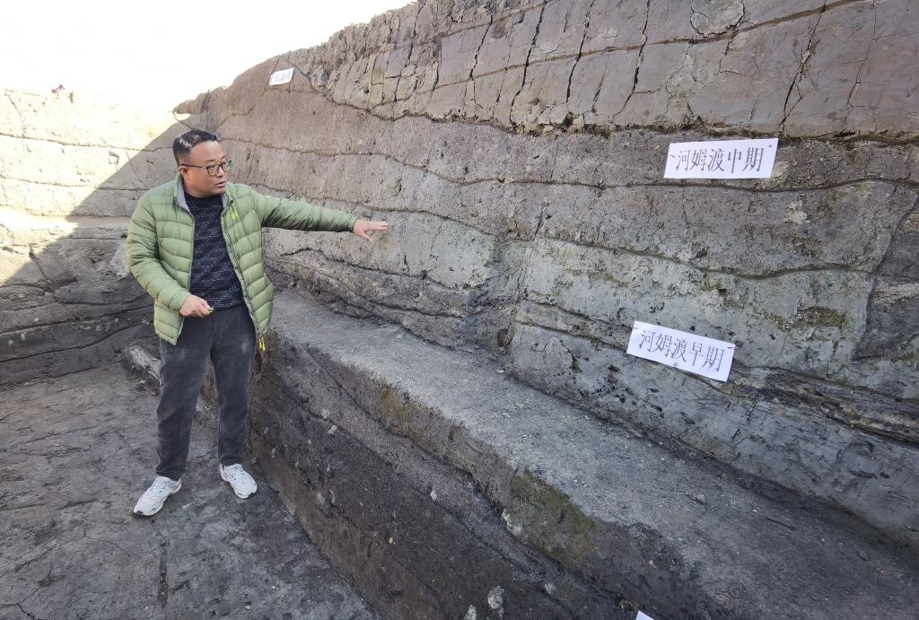 12月14日，汶溪遗址发掘项目现场负责人雷少介绍遗址整体情况。新华社记者顾小立 摄