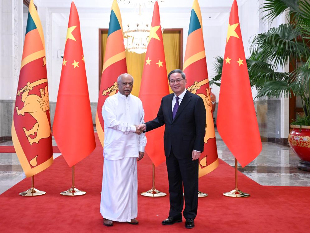 Chinese Premier Li Qiang holds talks with Sri Lankan Prime Minister Dinesh Gunawardena, who is on an official visit to China, at the Great Hall of the People in Beijing, capital of China, March 26, 2024. (Xinhua/Zhang Ling)
