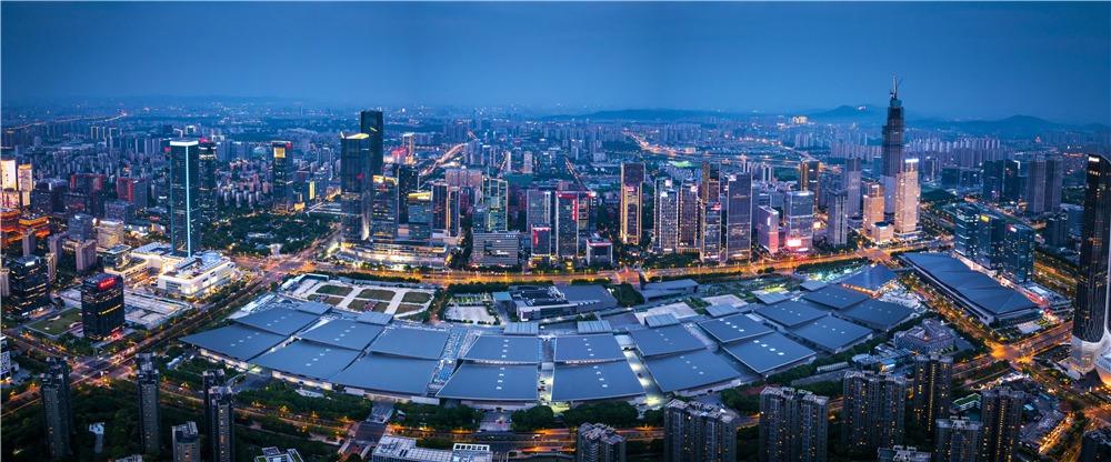 航拍南京国际博览中心夜景 摄影 博轩
