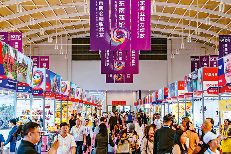 　　2025年6月19日至24日，第9届中国—南亚博览会在云南昆明举办。本届南博会有73个国家、地区和国际组织参会，2500多家企业参展，覆盖了南亚、东南亚所有国家。图为6月19日拍摄的博览会东南亚馆。 