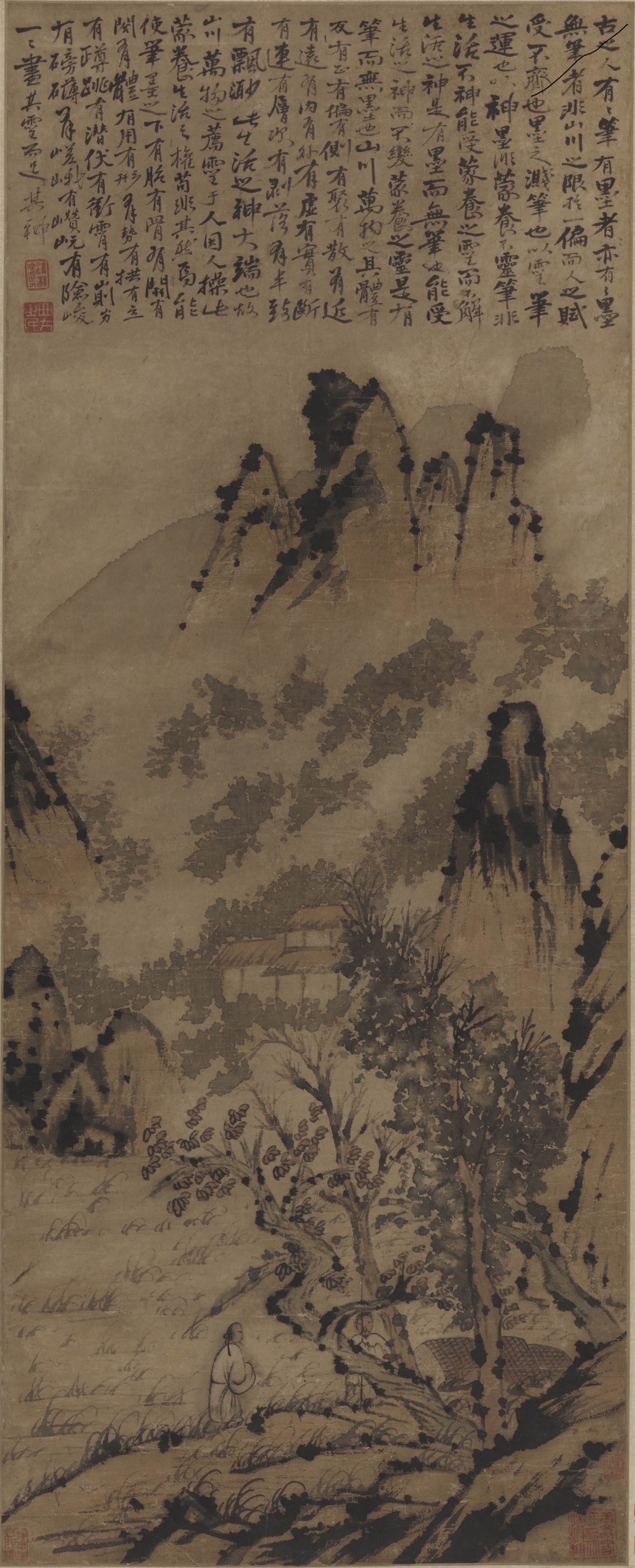 江干访友图  石涛  中国画 135×54.5cm  清代  中国美术馆藏
