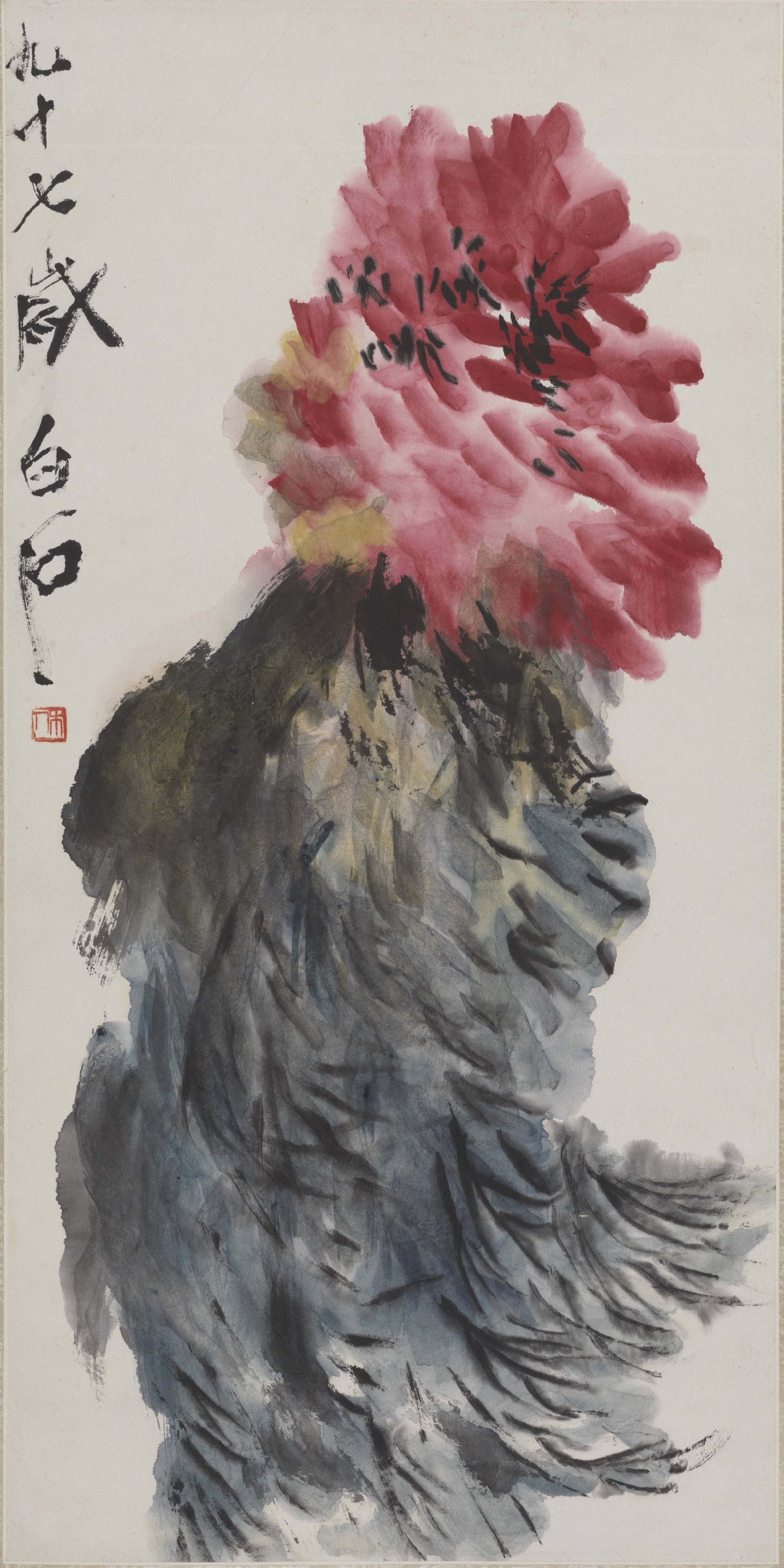 牡丹 齐白石  中国画 68×33.8cm  1957年  中国美术馆藏