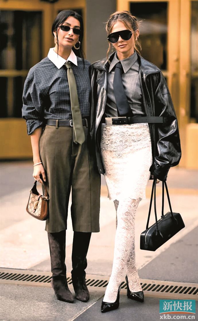 克制冷冽，气质沉稳，以格纹、蕾丝等细节打造造型质感。