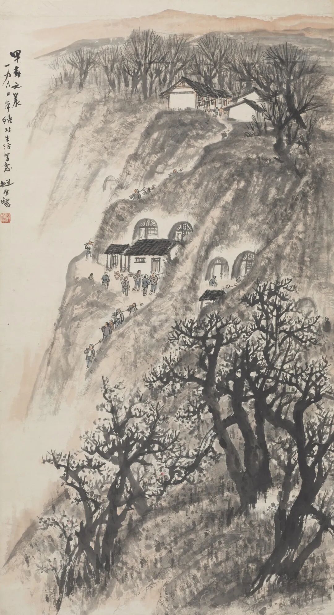 早春之晨  赵望云  中国画 1960年  124&times;68cm  中国美术馆藏 2006年家属捐赠